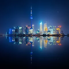Poster Skyline van Shanghai © Beboy