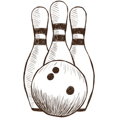 Bowling Pins and Ball