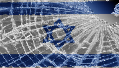 Broken ice or glass with a flag pattern, Israel