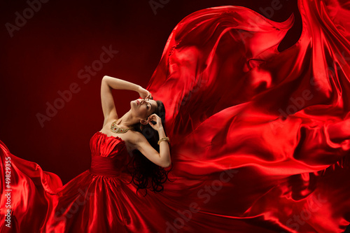 девушка красное платье роза girl red dress rose скачать