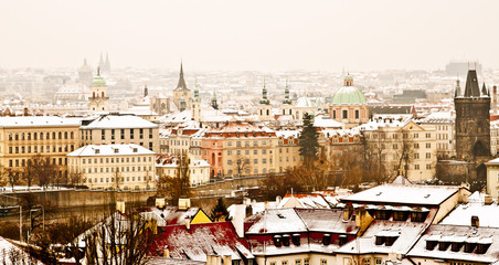 Fototapeta premium Panorama of Prague with its landmarks