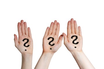 Obraz premium three hands with question marks