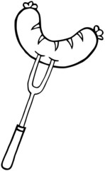 Outlined Fork With Sausage