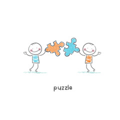 Man and  puzzle. Illustration.
