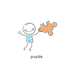 Man and  puzzle. Illustration.