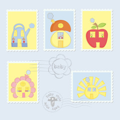 Set of Baby Post Stamps