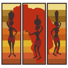 Plakat Kolorowe African ilustracji. Tryptyk.