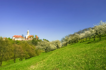 Fototapeta na wymiar Leuchtenburg wiosną, Kahla Jena, Spring