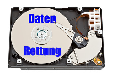 Festplatte mit Aufschrift - Datenrettung - Datenverlust