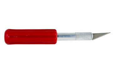 scalpel with a red handle