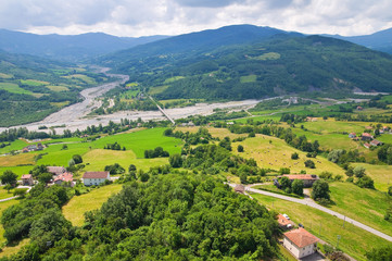 Fototapeta premium Panoramic view of Bardi. Emilia-Romagna. Italy.