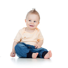 Little smiling boy isolated studio shot