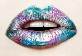 Fototapeta premium Beautiful full color female lips