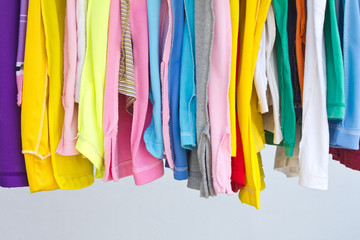 T-shirts with different colors and seam in the bottom.