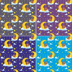 Gardinen Muster mit Mond und Bär © son80