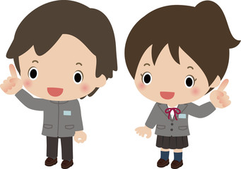 笑顔の男子高校生と女子高校生