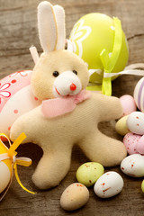 easter bunny with chocolate eggs