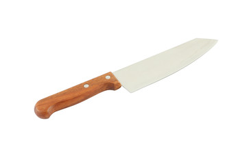 Kitchen knife from wooden handle on white background.