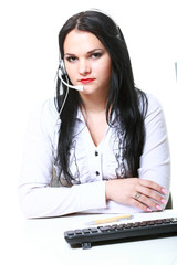 modern business woman with headset