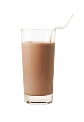 Glas Milch mit Kakao isoliert mit Pfad