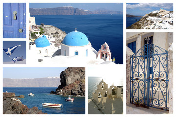 Collage île de Santorin, Cyclades, Grèce