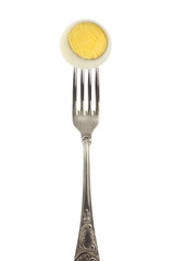 Egg slice on silver fork