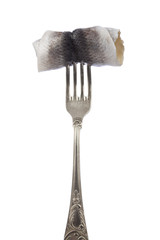 Kipper on silver fork