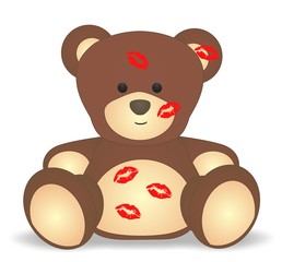 kissing teddy bear - (red lipstick kiss)
