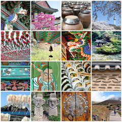 Naklejka premium Collage carré Corée du Sud