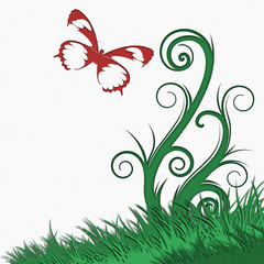 Tree and butterfly background