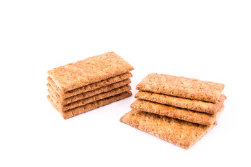 Wholesome biscuits with cereal isolated on white.