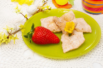 easter decoration with strawberry and eggs 