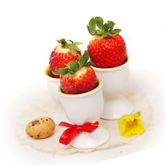 easter decoration with strawberry and eggs 