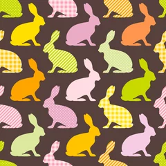 Seamless Pattern Bunnies Stripes/Dots/Check Brown © Jan Engel