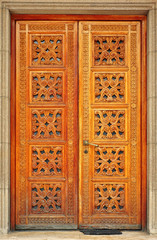 Old wooden entrance door