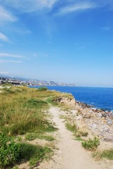Fototapeta na wymiar San Remo miasto i wybrzeże, Riwiera Włoska krajobraz, Włochy