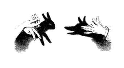 Hand Games : Rabbit & Wolf - obrazy, fototapety, plakaty
