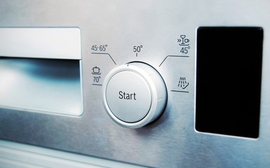control panel of steel dishwasher
