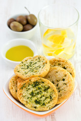 toasts with oil and water