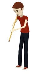 3d render of cartoon character playing on indian flute © bescec
