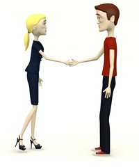 Fototapeta premium 3d render of cartoon characters shaking hands