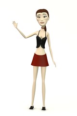 female character in casual clothes waving