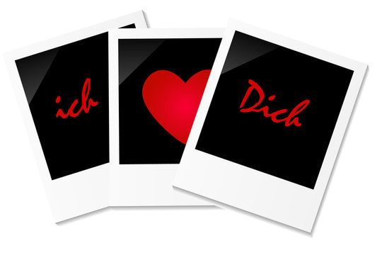 Drei Polaroids "ich liebe Dich"