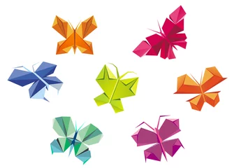 Crédence de cuisine en verre imprimé Animaux géométriques Papillons en origami