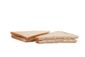 Square ham and cheese sandwich