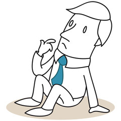 Geschäftsmann, sitzend, ratlos