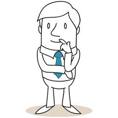 Geschäftsmann, nachdenklich, überlegen