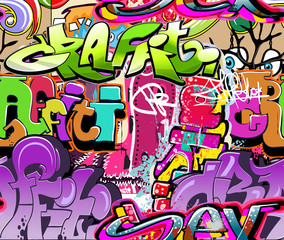 Graffiti wall. Urban art vector background. Seamless texture