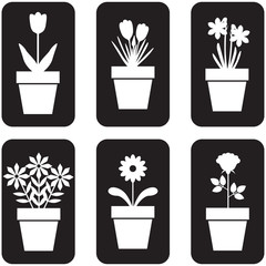 Icon of pot plants set