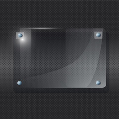 Transparent frame of Plexiglas on black background.